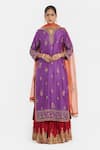 Shop_Kora_Purple Chanderi Silk Embroidery, Sequins, Beads, Gota Dori Kurta And Sharara _Online_at_Aza_Fashions