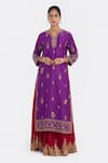 Kora_Purple Chanderi , Organza Beads, Dori Kurta Sharara And Dupatta Set _Online_at_Aza_Fashions