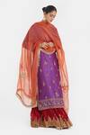 Kora_Purple Chanderi , Organza Beads, Dori Kurta Sharara And Dupatta Set _at_Aza_Fashions