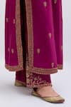 Kora_Fuchsia Silk, Silk, Embroidery, Dori Kurta And Pants Set _at_Aza_Fashions