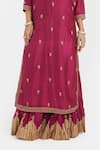Buy_Kora_Fuchsia Silk, Chanderi Embroidery, Sequins, Dori Kurta And Crushed Sharara Set _Online_at_Aza_Fashions