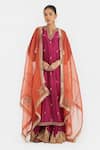 Buy_Kora_Fuchsia Chanderi , Organza Embroidery, Dori Kurta And Sharara Set _at_Aza_Fashions