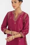 Kora_Fuchsia Chanderi , Organza Embroidery, Dori Kurta And Sharara Set _at_Aza_Fashions