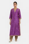 Kora_Purple Chanderi , Organza Embroidery, Dori Kurta, Salwar And Dupatta Set _Online_at_Aza_Fashions