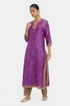 Buy_Kora_Purple Chanderi , Organza Embroidery, Dori Kurta, Salwar And Dupatta Set _Online_at_Aza_Fashions