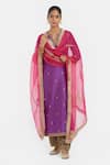 Buy_Kora_Purple Chanderi , Organza Embroidery, Dori Kurta, Salwar And Dupatta Set _at_Aza_Fashions