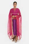 Kora_Purple Chanderi , Organza Embroidery, Dori Kurta, Salwar And Dupatta Set _at_Aza_Fashions