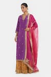 Buy_Kora_Purple Chanderi Silk Embroidery, Sequins, Beads, Gota Dori Kurta And Lehenga Set _Online_at_Aza_Fashions