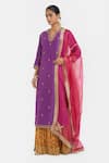 Buy_Kora_Fuchsia , , , Organza Dori Kurta And Lehenga Set _at_Aza_Fashions