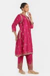 Buy_Kora_Fuchsia Chanderi Silk Embroidery, Beads, Sequins A-line Dori Kurta With Pockets _Online_at_Aza_Fashions