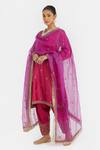 Buy_Kora_Fuchsia Chanderi Silk Embroidery, Beads, Sequins A-line Dori Kurta With Pockets 