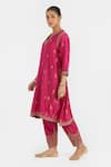 Buy_Kora_Fuchsia Chanderi , Organza Dori Kurta Salwar And Dupatta Set 