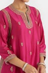 Kora_Fuchsia Chanderi , Organza Dori Kurta Salwar And Dupatta Set _Online