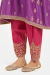 Buy_Kora_Purple Silk, Chanderi Embroidery, Beads, Sequins Round Dori Kurta And Salwar Set 