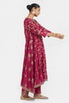 Kora_Fuchsia Chanderi Silk Embroidery, Beads, Sequins Asymmetric Hem Dori Kurta _Online_at_Aza_Fashions