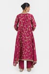 Shop_Kora_Fuchsia Chanderi Silk Embroidery, Beads, Sequins Asymmetric Hem Dori Kurta _at_Aza_Fashions