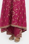 Kora_Fuchsia Silk, Silk, Embroidery, Dori Asymmetric Kurta And Pants _Online_at_Aza_Fashions