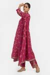 Buy_Kora_Fuchsia Chanderi , Organza Dori Asymmetric Kurta And Pant Set _Online_at_Aza_Fashions