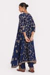 Shop_Kora_Navy Chanderi Silk Embroidery, Beads, Sequins, Gota Dori Asymmetric Hem Kurta _at_Aza_Fashions