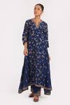 Buy_Kora_Blue Silk, Silk, Embroidery, Beads, Dori Kurta And Pants Set _at_Aza_Fashions