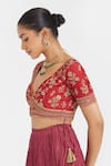 Buy_Kora_Red Chanderi Silk Embroidery, Beads, Sequins, Gota Patti Dori Blouse And Lehenga _Online_at_Aza_Fashions