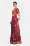 Kora Red Chanderi , Organza Embroidery, Dori Choli Lehenga With Dupatta Online at Aza Fashions Kora_Red Chanderi , Organza Embroidery, Dori Choli Lehenga With Dupatta _Online_at_Aza_Fashions