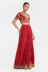 Kora Red , , , Organza Dori Blouse And Lehenga Set at Aza Fashions Kora_Red , , , Organza Dori Blouse And Lehenga Set _at_Aza_Fashions