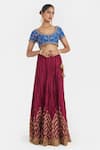 Kora_Blue Chanderi Silk Embroidery, Beads, Sequins Round Neck Dori Blouse _Online_at_Aza_Fashions