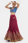 Shop_Kora_Blue Silk, Silk, Embroidery, Beads, Dori Blouse And Lehenga _Online_at_Aza_Fashions