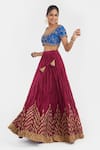 Buy Kora Blue Chanderi , Organza Embroidery, Beads, Dori Blouse And Lehenga Set Buy_Kora_Blue Chanderi , Organza Embroidery, Beads, Dori Blouse And Lehenga Set