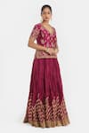 Shop_Kora_Fuchsia Silk, Silk, Beads, Embroidery, Dori Long Choli _Online_at_Aza_Fashions