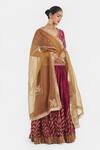 Buy_Kora_Fuchsia Chanderi , Organza Beads, Dori Blouse Lehenga And Dupatta _Online_at_Aza_Fashions