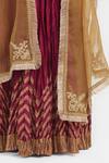 Kora_Fuchsia Chanderi , Organza Beads, Dori Blouse Lehenga And Dupatta _at_Aza_Fashions