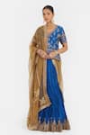 Shop_Kora_Blue , , Embroidery, Beads, Dori Choli And Kali Lehenga 