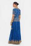 Shop_Kora_Blue Chanderi , Organza Beads, Sequins, Dori Blouse And Lehenga Set _at_Aza_Fashions