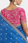 Kora_Blue Chanderi , Embroidery, Beads, Floral Dori Saree And Blouse Set _Online