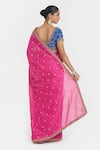 Shop_Kora_Fuchsia Chanderi Silk Embroidery, Beads, Sequins, Zari Floral Dori Saree _at_Aza_Fashions