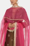 Kora_Fuchsia Silk Organza Embroidery, Beads, Sequins, Fringe, Zari Dori Dupatta _Online_at_Aza_Fashions