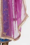 Kora_Purple Silk Organza Embroidery, Zari, Sequins, Beads, Dori Floral Dupatta _Online_at_Aza_Fashions