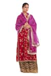 Buy_Kora_Purple Silk Organza Embroidery, Zari, Sequins, Beads, Dori Floral Dupatta _Online_at_Aza_Fashions