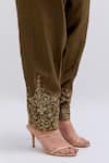 Shop_Kora_Olive Green Silk, Chanderi Embroidery, Beads, Sequins Dori Salwar _Online_at_Aza_Fashions