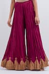 Kora_Fuchsia Chanderi Silk Gota Patti, Tassels Crushed Sharara With Border _Online_at_Aza_Fashions