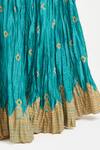 Buy_Kora_Teal Chanderi Silk Gota Patti, Embroidery, Tassels 40 Kali Lehenga _Online_at_Aza_Fashions