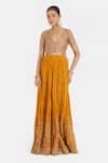Buy_Kora_Yellow Chanderi Silk Gota Patti, Tassels, Embroidery 40 Kali Lehenga _at_Aza_Fashions