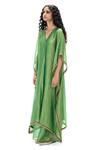 Mimamsaa Green Tissue Gota Patti, Embroidery, Beads Malati Handwoven Crushed Kaftan Set Online Mimamsaa_Green Tissue Gota Patti, Embroidery, Beads Malati Handwoven Crushed Kaftan Set _Online