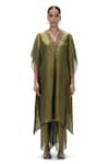 Buy Mimamsaa Olive Green Tissue Embroidery, Sequins Shobhana Handwoven Kaftan With Pant Online at Aza Fashions Buy_Mimamsaa_Olive Green Tissue Embroidery, Sequins Shobhana Handwoven Kaftan With Pant _Online_at_Aza_Fashions