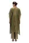 Shop Mimamsaa Olive Green Tissue Embroidery, Sequins Shobhana Handwoven Kaftan With Pant at Aza Fashions Shop_Mimamsaa_Olive Green Tissue Embroidery, Sequins Shobhana Handwoven Kaftan With Pant _at_Aza_Fashions