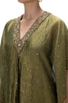 Buy Mimamsaa Olive Green Tissue Embroidery, Sequins Shobhana Handwoven Kaftan With Pant Buy_Mimamsaa_Olive Green Tissue Embroidery, Sequins Shobhana Handwoven Kaftan With Pant