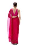 Shop_Mimamsaa_Magenta Organza, Silk Metallic Thread, Handwoven Saree And Unstitched Blouse _at_Aza_Fashions