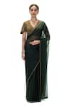 Buy Mimamsaa Emerald Green Organza, Silk Piping Chiara Saree With Unstitched Blouse at Aza Fashions Buy_Mimamsaa_Emerald Green Organza, Silk Piping Chiara Saree With Unstitched Blouse _at_Aza_Fashions